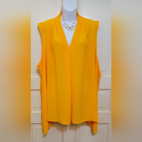 Avenue Tops - Avenue Yellow Sleeveless Blouse